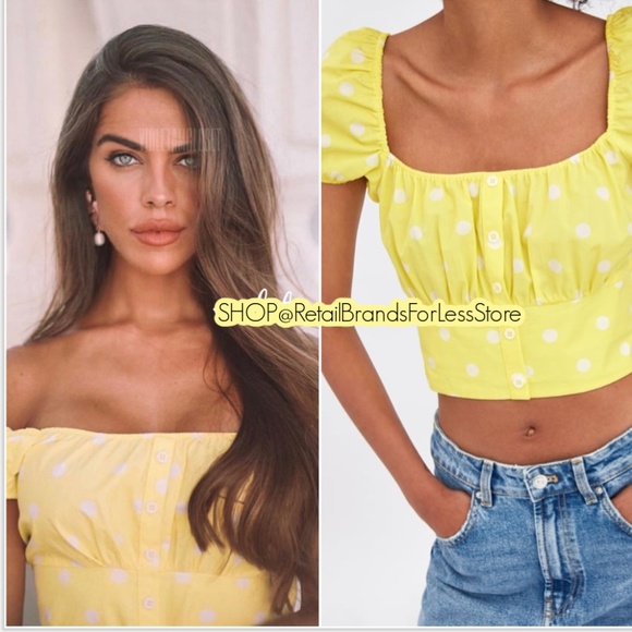 yellow polka dot top zara
